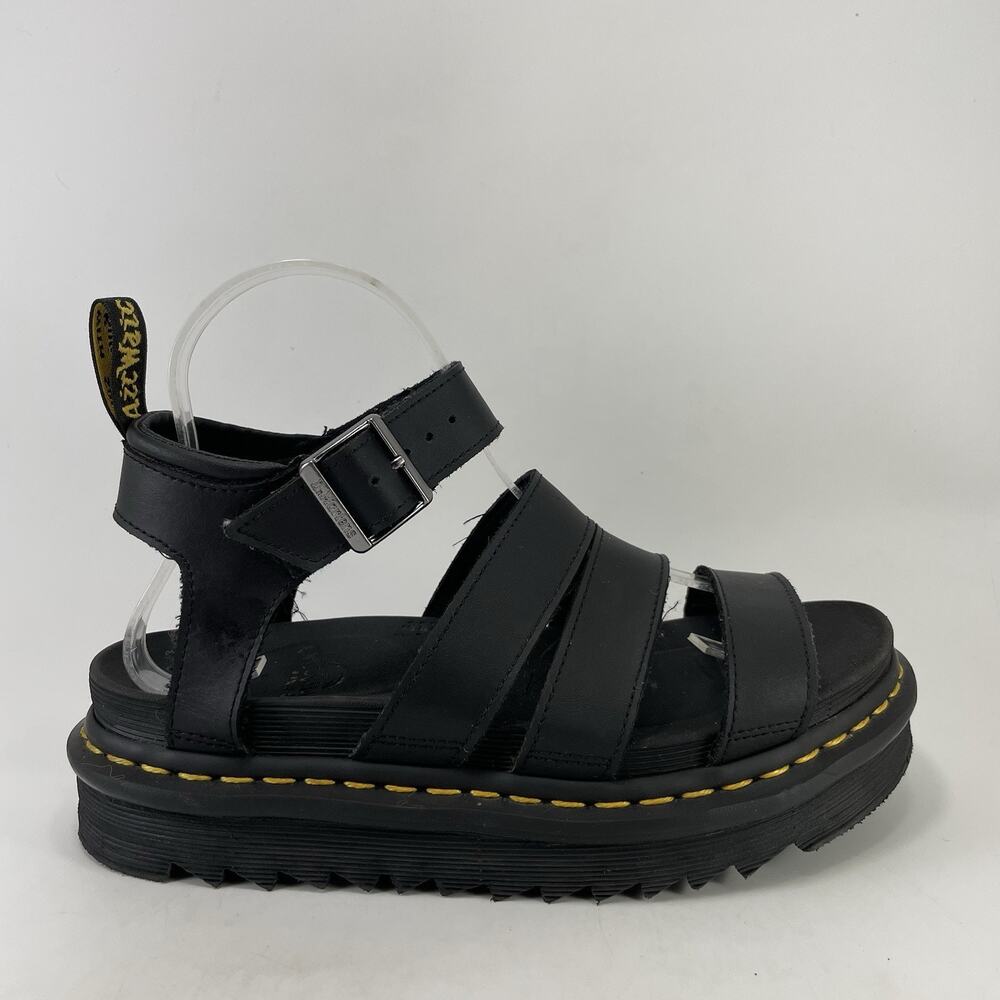 Dr. Martens Blaire Black Womens Size 7 Leather Platform Gladiator Sandals